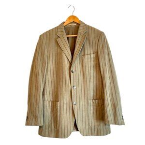 Lacoste Vintage Men Beige Striped Blazer Sport Coat Jacket size 54   44   4